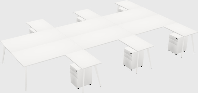 Shared l-shaped office desk system