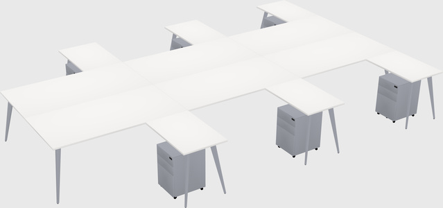 Shared l-shaped office desk system