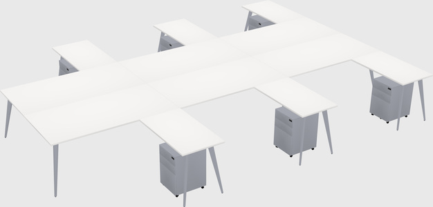 Shared l-shaped office desk system