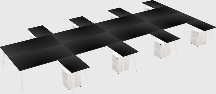 Shared l-shaped office desk system