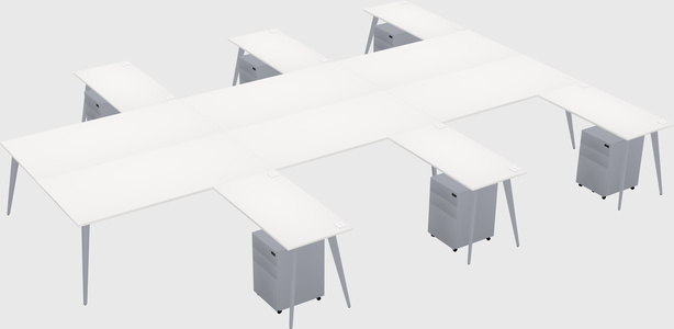 Shared l-shaped office desk system