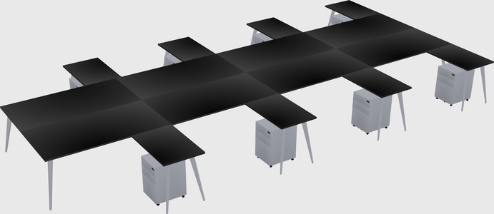 Shared l-shaped office desk system