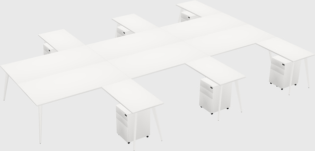Shared l-shaped office desk system
