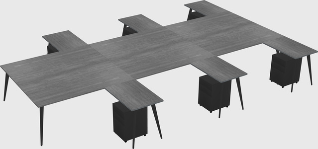 Shared l-shaped office desk system