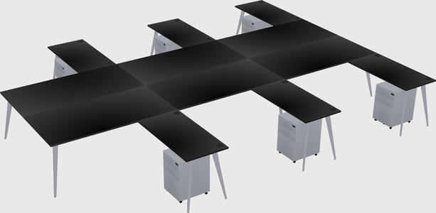 Shared l-shaped office desk system