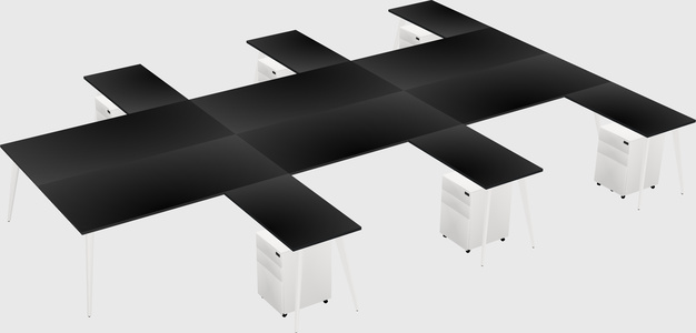 Shared l-shaped office desk system