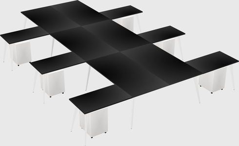 Shared l-shaped office desk system
