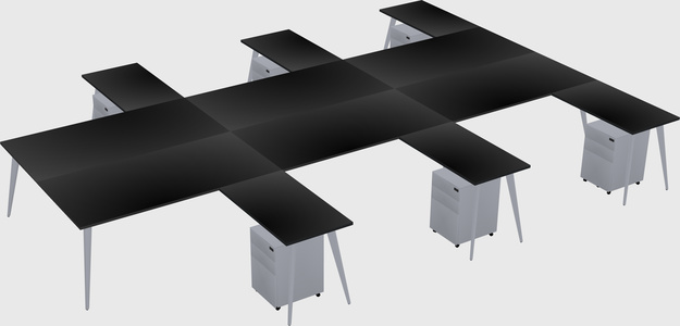 Shared l-shaped office desk system