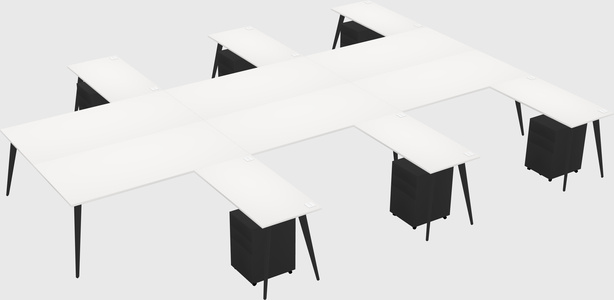 Shared l-shaped office desk system