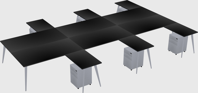 Shared l-shaped office desk system