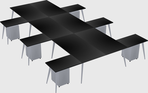 Shared l-shaped office desk system