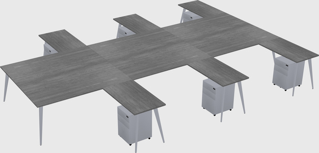 Shared l-shaped office desk system