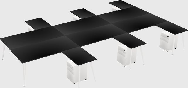 Shared l-shaped office desk system