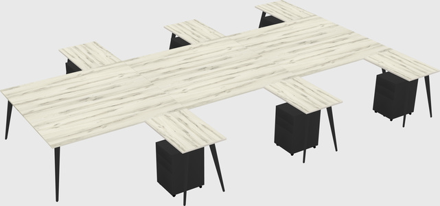 Shared l-shaped office desk system