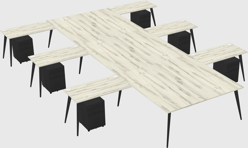 Shared l-shaped office desk system