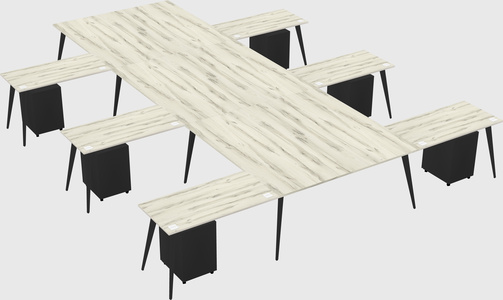 Shared l-shaped office desk system