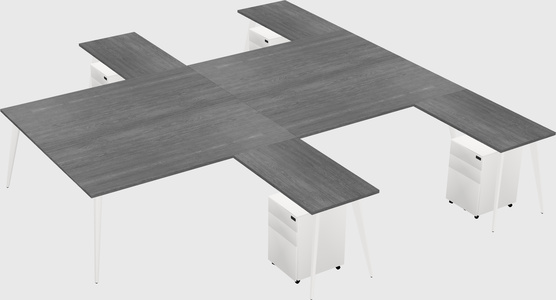 Shared l-shaped office desk system