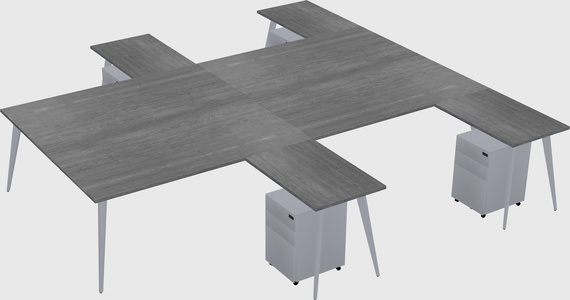 Shared l-shaped office desk system