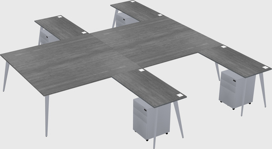 Shared l-shaped office desk system
