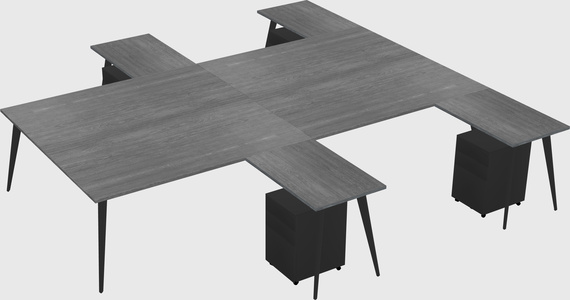 Shared l-shaped office desk system