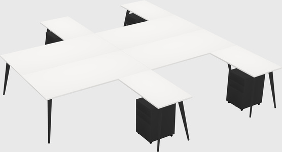 Shared l-shaped office desk system