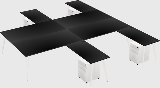 Shared l-shaped office desk system