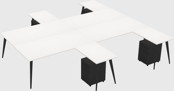 Shared l-shaped office desk system