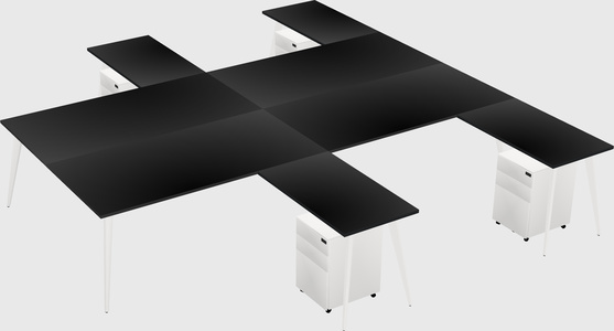 Shared l-shaped office desk system