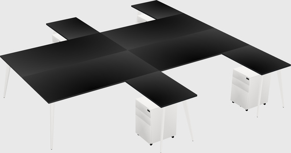 Shared l-shaped office desk system