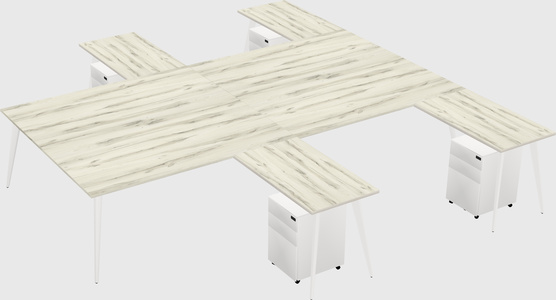 Shared l-shaped office desk system