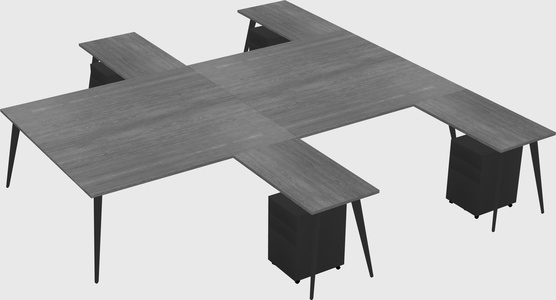 Shared l-shaped office desk system
