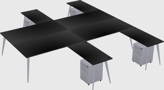 Shared l-shaped office desk system