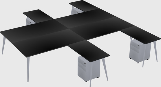 Shared l-shaped office desk system