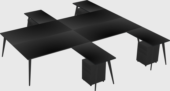 Shared l-shaped office desk system