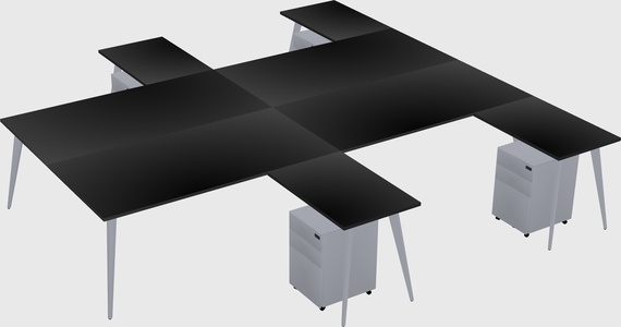 Shared l-shaped office desk system
