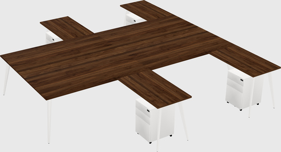 Shared l-shaped office desk system