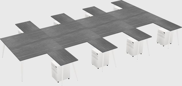 Shared l-shaped office desk system