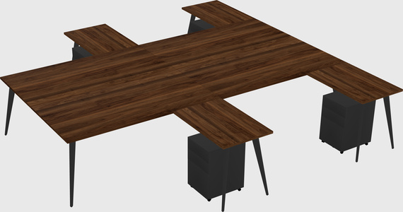 Shared l-shaped office desk system