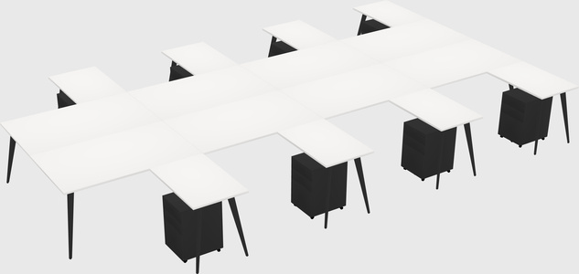 Shared l-shaped office desk system