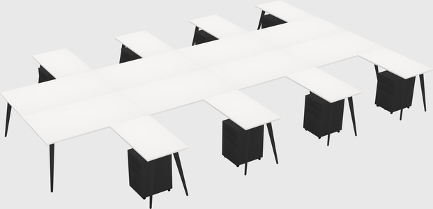 Shared l-shaped office desk system