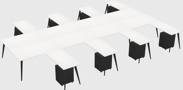 Shared l-shaped office desk system