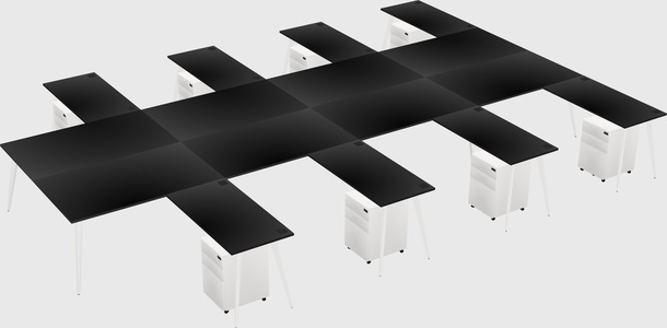 Shared l-shaped office desk system
