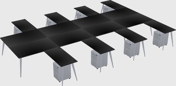 Shared l-shaped office desk system