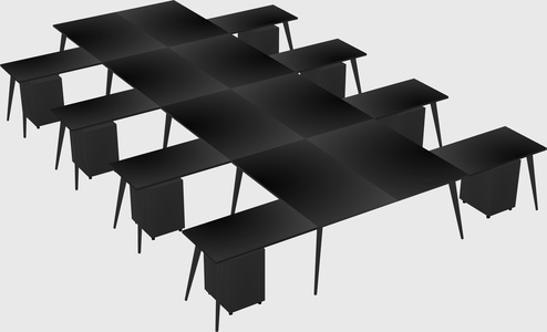 Shared l-shaped office desk system