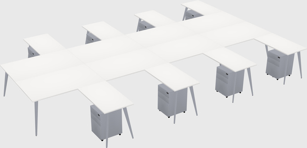 Shared l-shaped office desk system