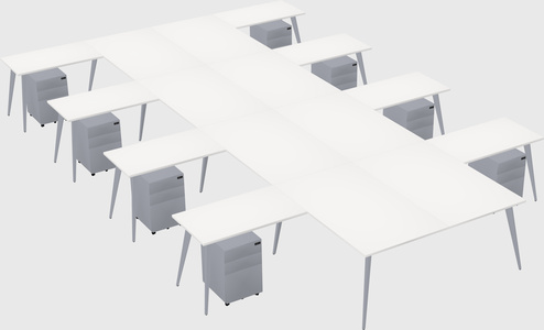 Shared l-shaped office desk system