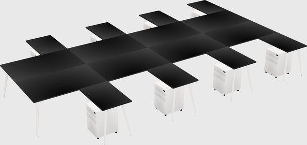 Shared l-shaped office desk system