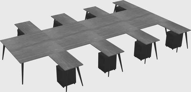 Shared l-shaped office desk system