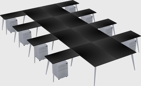 Shared l-shaped office desk system