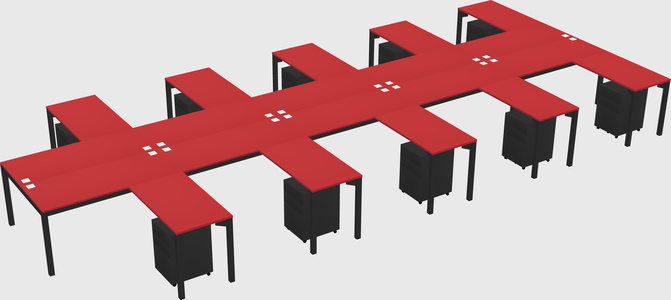 Shared l-shaped desk
